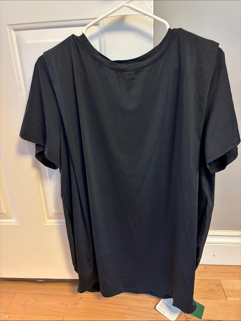 HALARA Black Short-Sleeve Round Neck Ruched Cool Touch Yoga Top-UPF50+